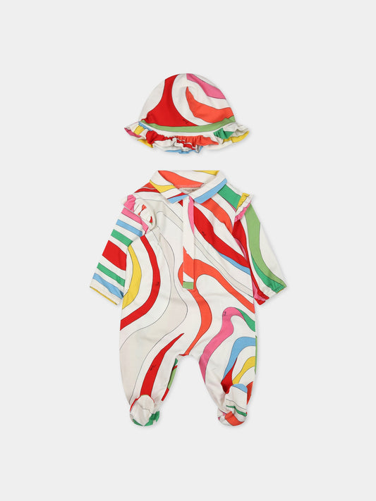 Completo multicolor per neonata con stampa e logo,Emilio Pucci Junior,PSB030 J0262 999