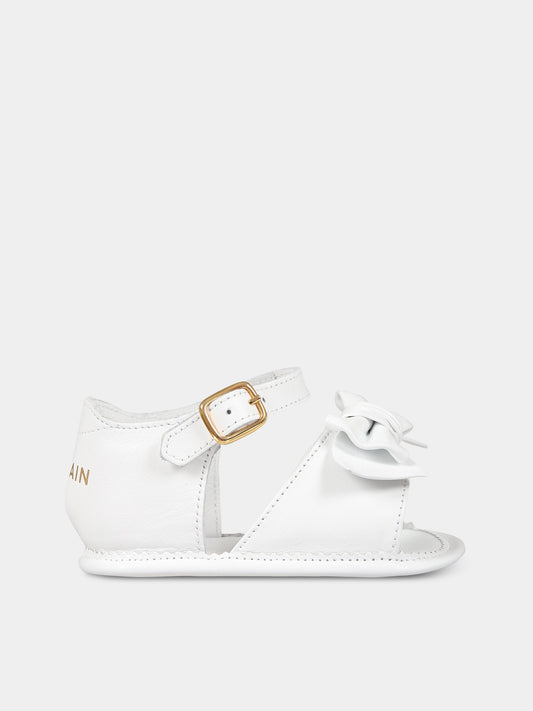 Sandali bianco per neonata con logo,Balmain Kids,BS0016 Y0051 100