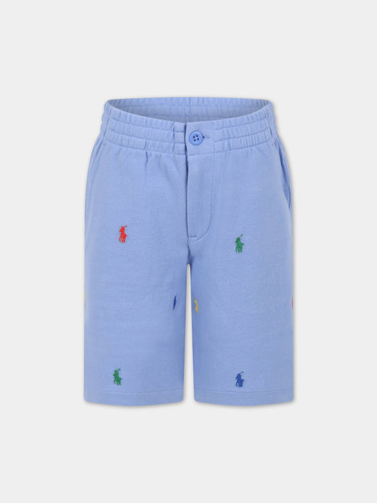 Bermuda celesti per bambino con cavallino all-over,Ralph Lauren Kids,844627004