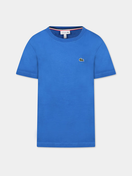 T-shirt blu per bambino con iconico coccodrillo,Lacoste,TJ1442 KXB