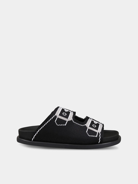 Sandalo nero per bambina con fascia ad intarsio,Marni Kids,73472 4