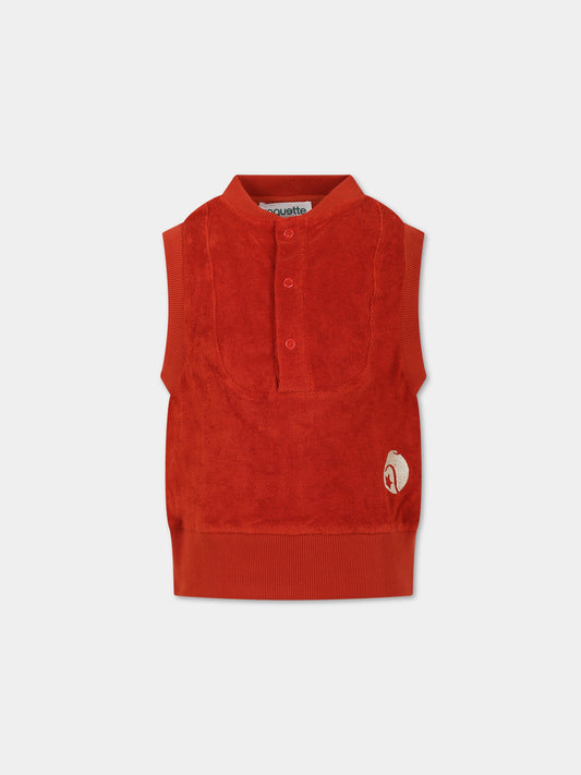 T-shirt rossa per bambino con ricamo,Raquette,SCA 003 81