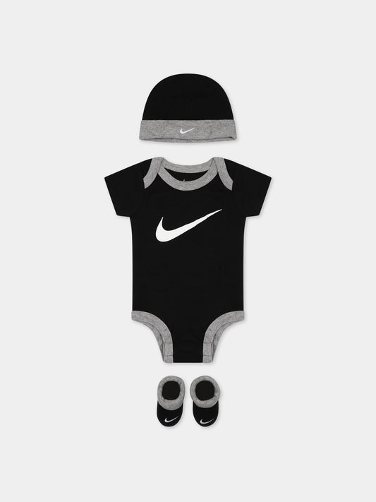 Set nero per neonati con swoosh,Nike,LN0072 023