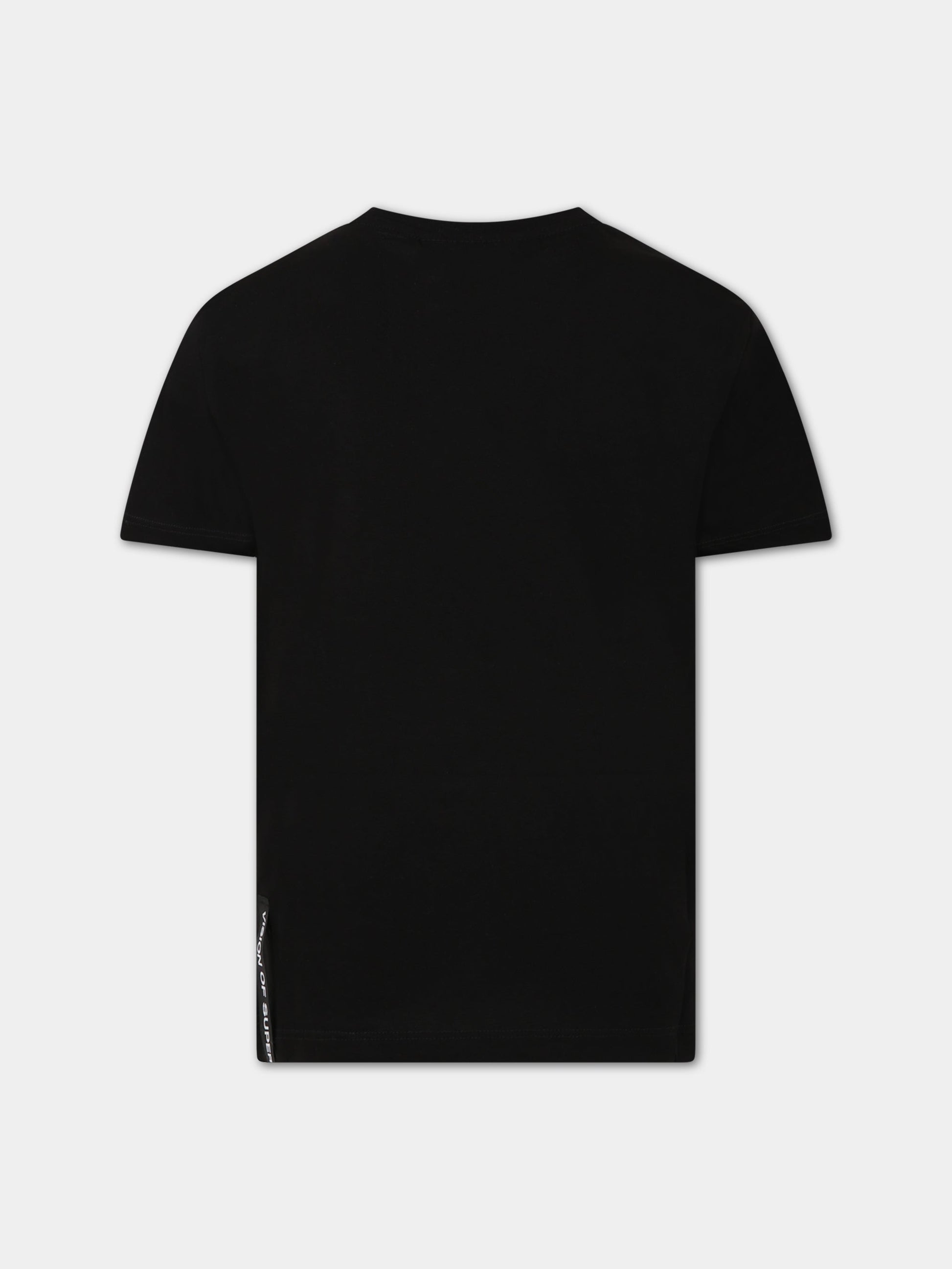 T-shirt nera per bambino con scritta  Vision of Super  e stampa,Vision Of Super,TSV3106J NERO