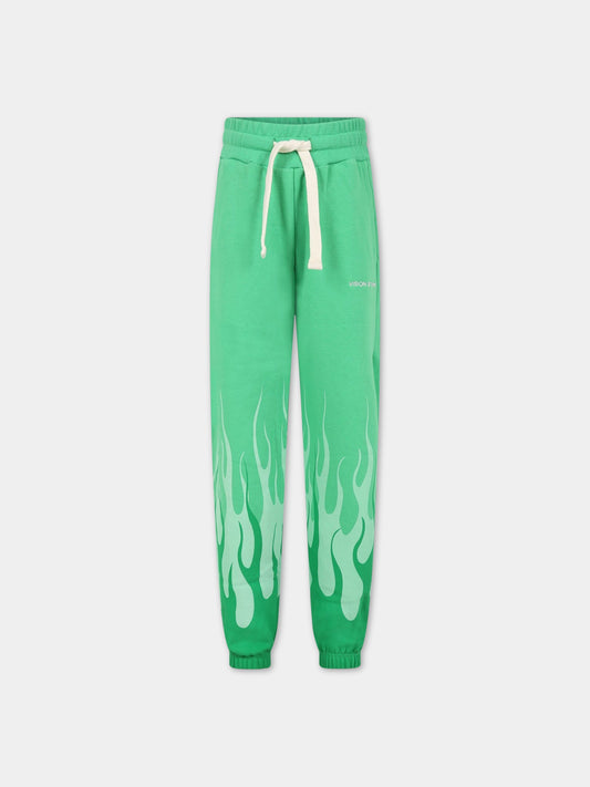 Pantalone casual verde per bambino con logo,Vision Of Super,PFV3103J VERDE