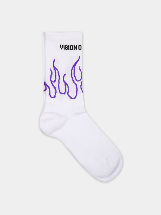 Calze bianche per bambino con logo,Vision Of Super,CZV3100 VIOLA