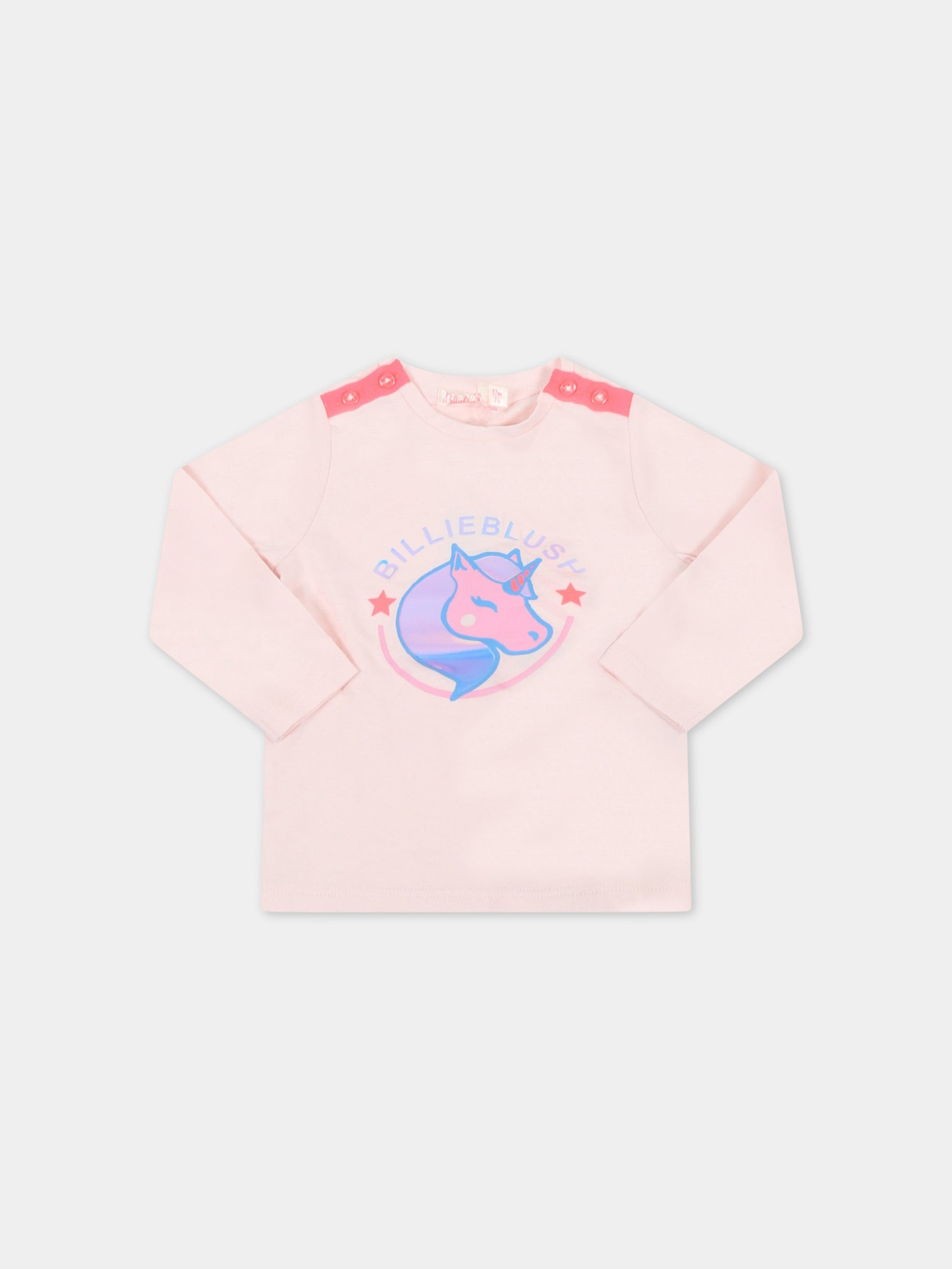T-shirt rosa per neonata con unicorno,Billieblush,U05363 45S
