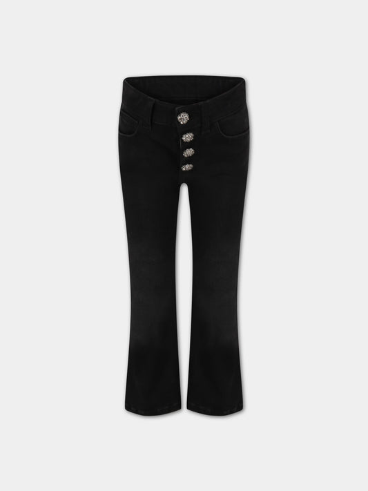 Jeans  Janie  neri per bambina con bottoni in strass,Dondup Kids,DFPA92 YD027 N020