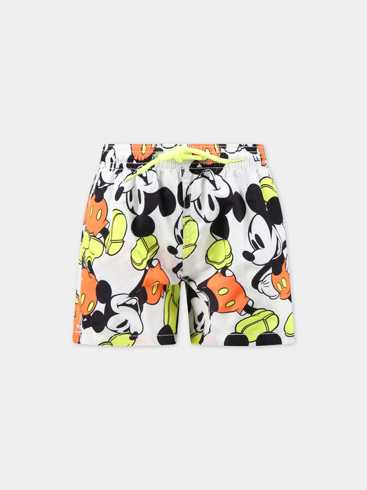 Boxer-mare multicolor per bambino con stampa Topolino all-over,Mc2 Saint Barth,JEAN MICKEY SMILE 0185