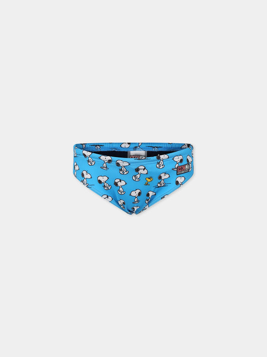 Slip azzurro per bambino con stampa Snoopy e logo,Mc2 Saint Barth,BILLY SNOOPY 32