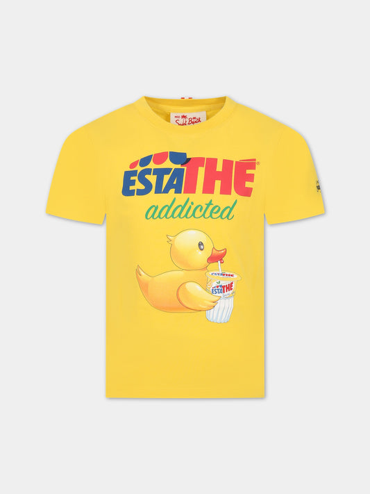 T-shirt giallo per bambini con stampa Ducky e logo,Mc2 Saint Barth,TSHIRT BOY ESTATHE ITA 91