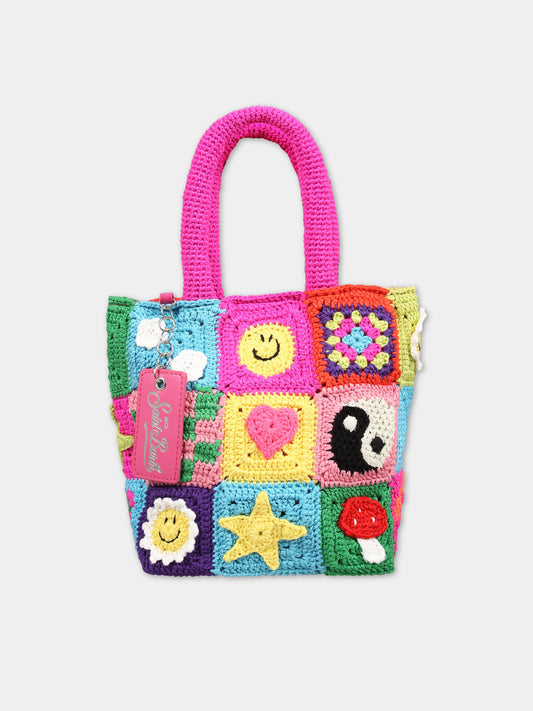 Borsa multicolor per bambina con logo,Mc2 Saint Barth,CROCHET BAG XS ELEMENTS COL
