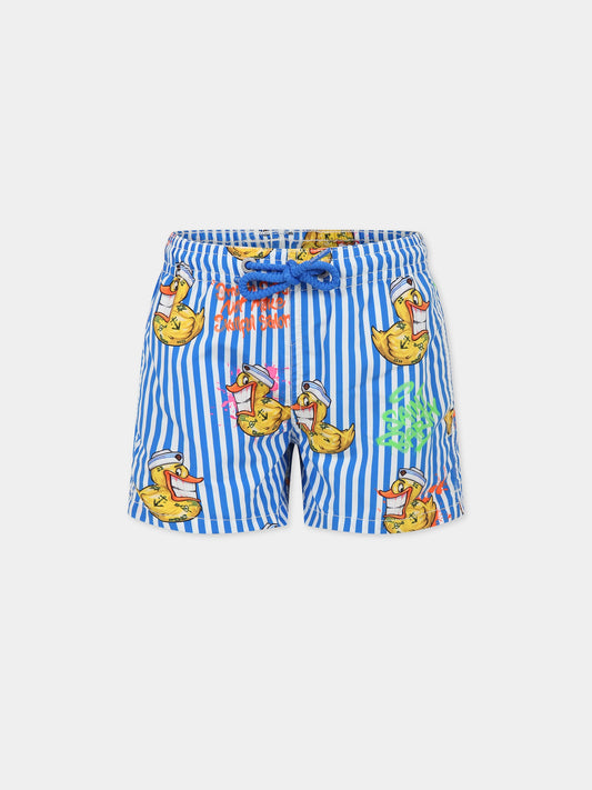 Boxer mare multicolor con stampa Ducky marinaio e logo,Mc2 Saint Barth,JEAN CPT DUCKY SAILOR LIN17