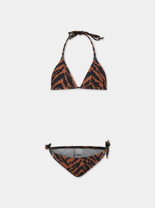 Bikini multicolor per bambina con logo,Matineè,CC4010 PETITE CAMILLE TIGRE