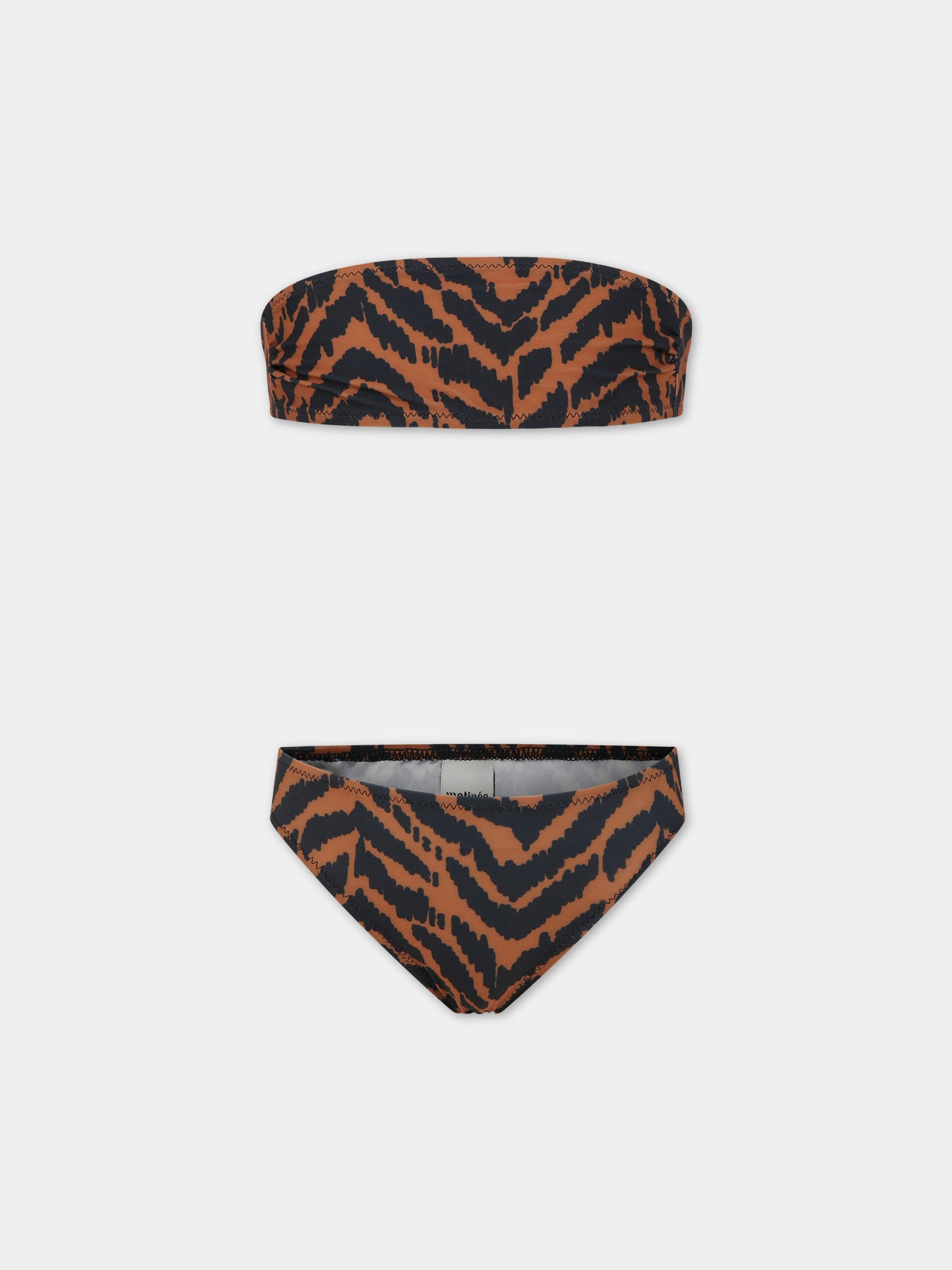 Bikini multicolor per bambina con logo,Matineè,CC4016 PETITE ANDREA TIGRE