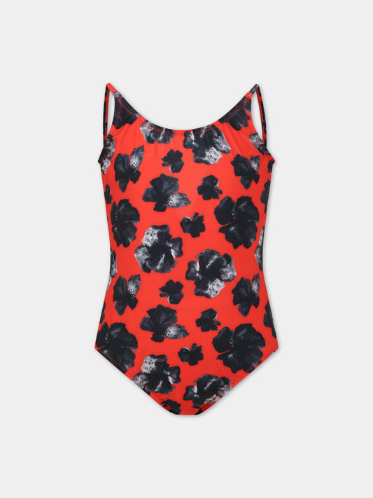 Costume rosso per bambina con logo,Matineè,CC4005 PETITE GISELE FIORE ROSSO