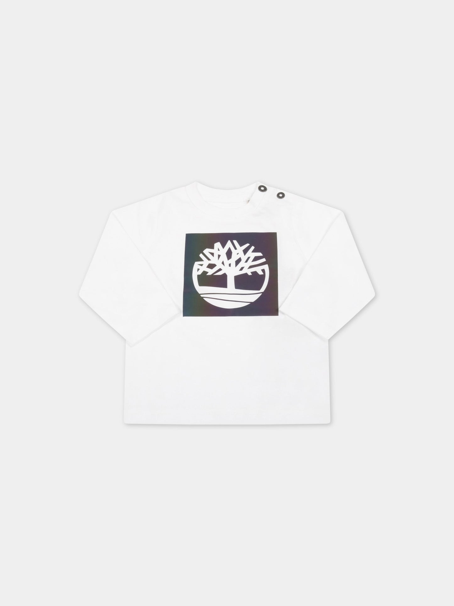 T-shirt bianca per neonato con iconico albero,Timberland,T05K20 10B