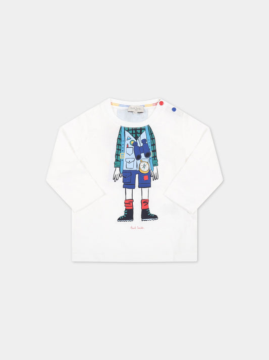 T-shirt bianca per neonato con stampa,Paul Smith Junior,P05068 10P