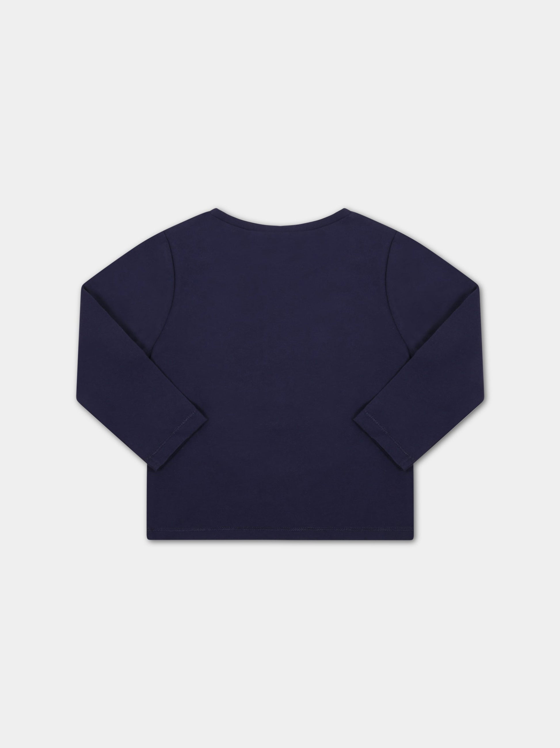 T-shirt blu per bambina con stella e cuori,Billieblush,U15933 85T PAILETTE