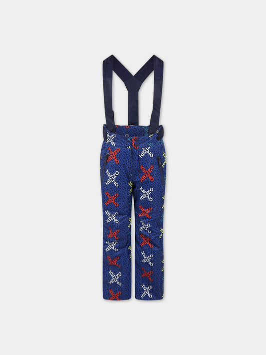 Salopette blu per bambino con loghi,Kenzo Kids,K24273 868