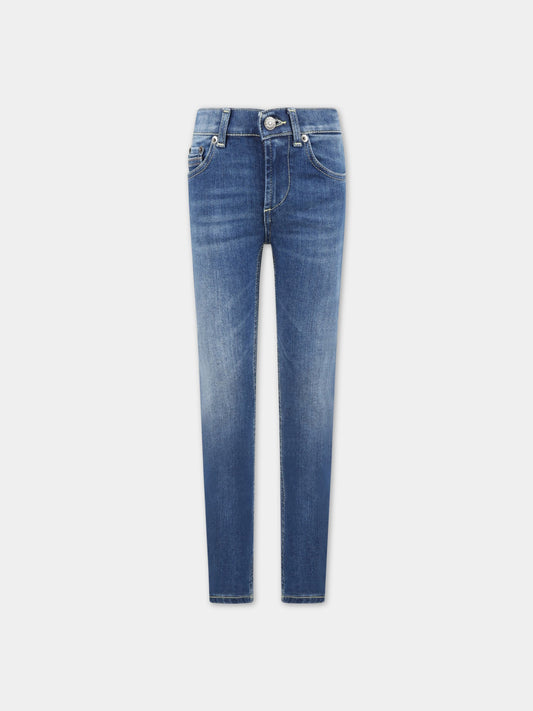 Jeans celesti denim per bambino con patch logato,Dondup Kids,DMPA230C KD010 4010