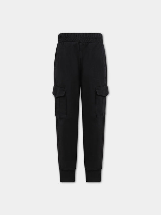 Pantaloni neri da tuta per bambino con patch logato,Dondup Kids,DMPA218 KD001 N00