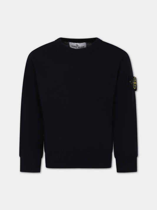 Maglione blu per bambino con bussola,Stone Island Junior,7916509C4 V0020