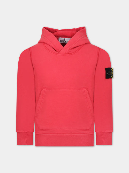 Felpa rossa per bambino con bussola,Stone Island Junior,791661620 V0010
