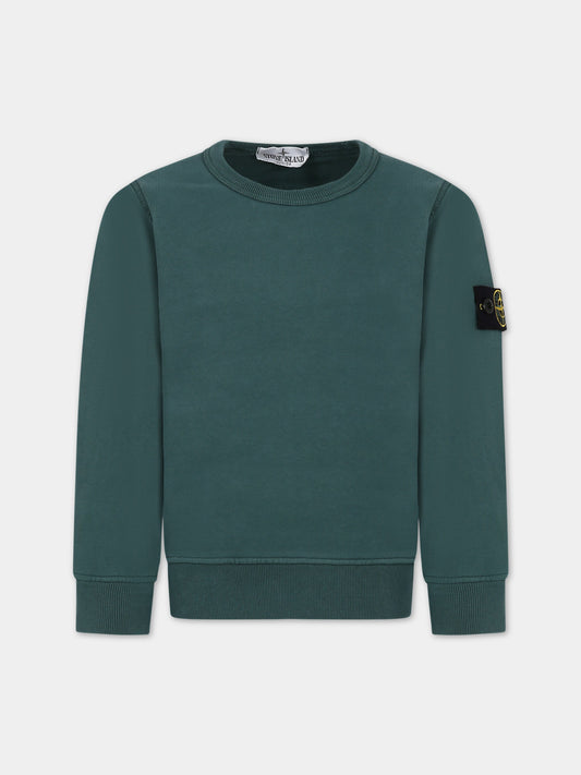 Felpa verde per bambino con bussola,Stone Island Junior,791661320 V0053