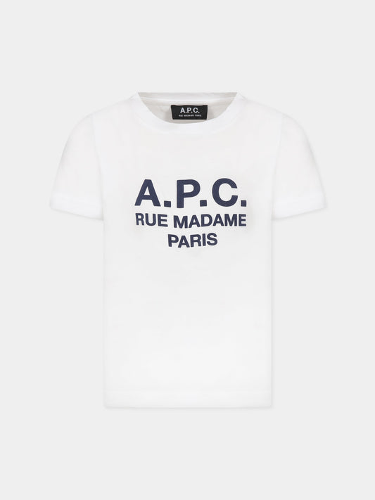 T-shirt bianca per bambini con logo,A.p.c.,COEZE E26130 AAB WHITE