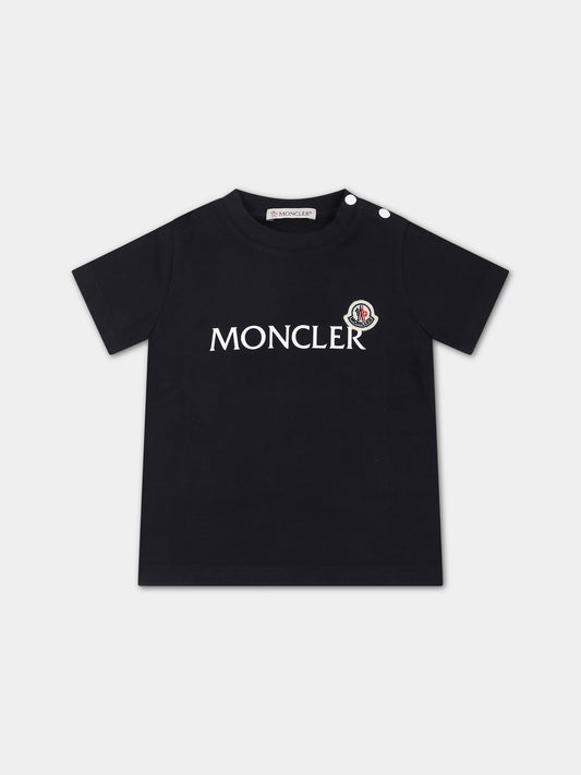 T-shirt blu per neonati con logo,Moncler Kids,951 8C00012 8790M 778