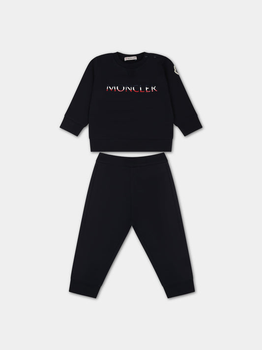 Completo blu per neonato con logo,Moncler Kids,951 8M00023 80996 778