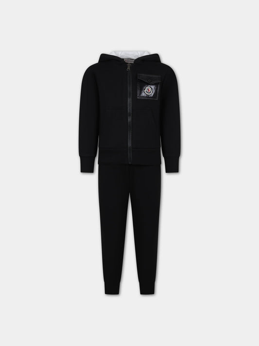 Completo nero per bambino con logo,Moncler Kids,954 8M00013 899PS 999