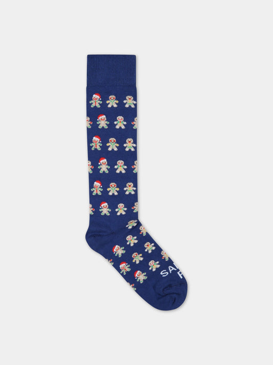 Calze blu per bambini con Zenzy natalizio,Mc2 Saint Barth,SOX0002 00068C