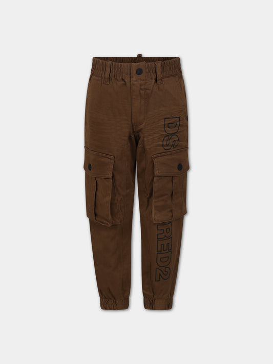 Pantaloni marroni per bambino con logo,Dsquared2,DQ1747 D0093 D2P615M DQ769