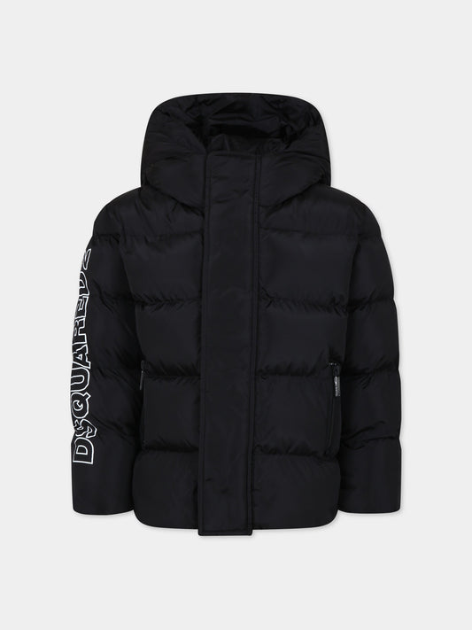 Piumino nero per bambino con logo,Dsquared2,DQ1732 D00BN D2J407U DQ900