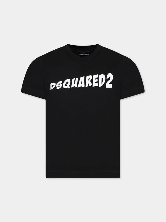 T-shirt nera per bambino con logo,Dsquared2,DQ1735 D00MV D2T946U DQ900