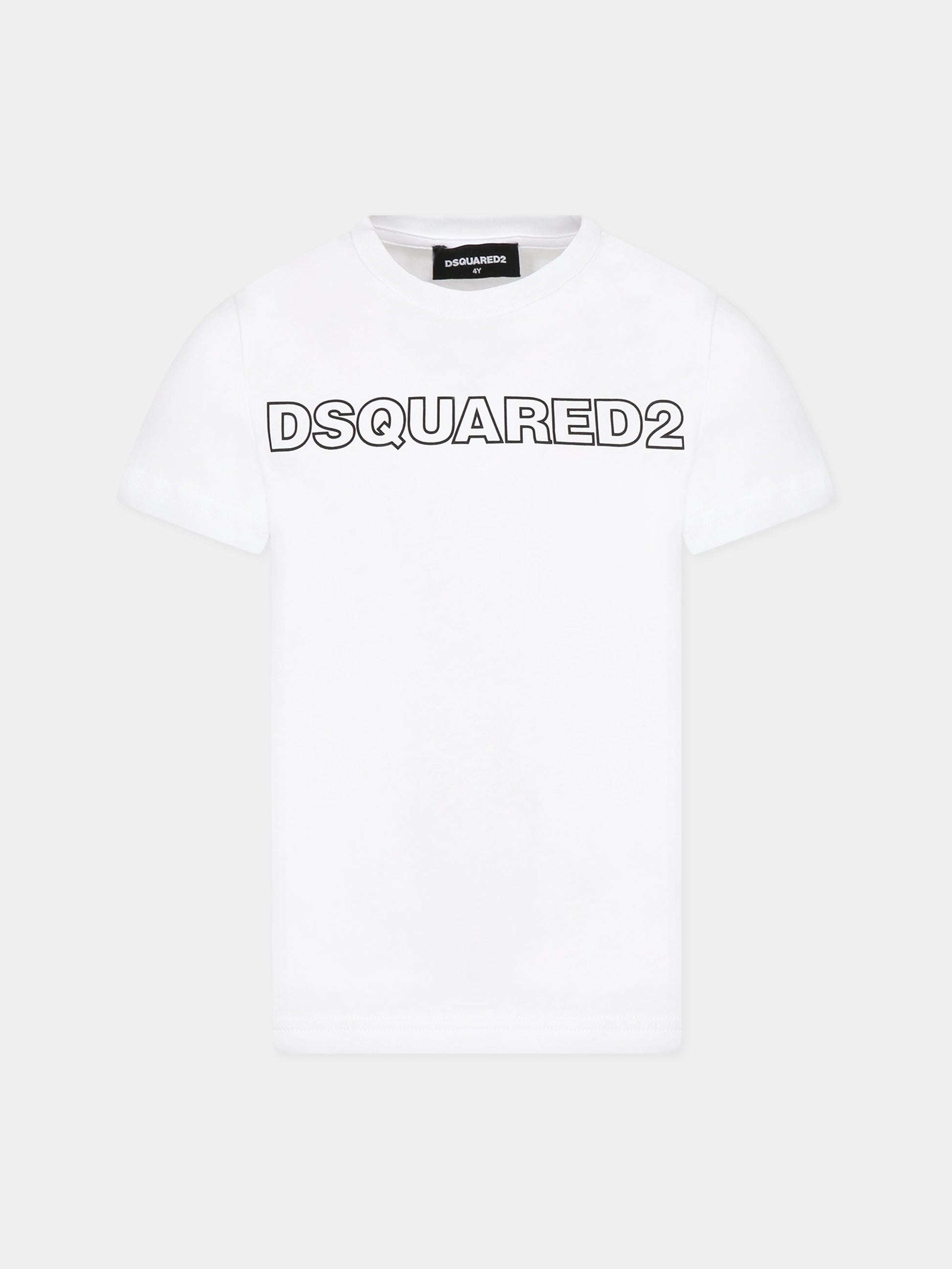 T-shirt bianca per bambino con logo,Dsquared2,DQ1757 D00MV D2T948U DQ100