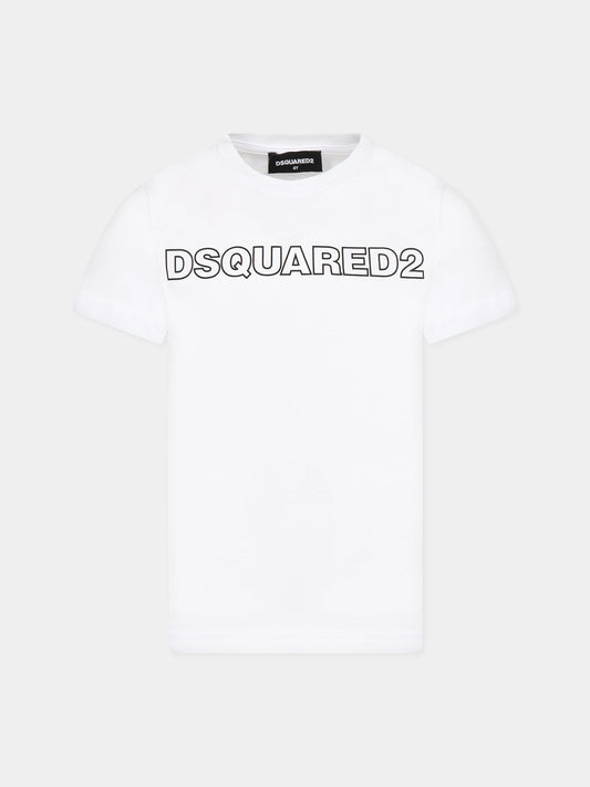 T-shirt bianca per bambino con logo,Dsquared2,DQ1757 D00MV D2T948U DQ100