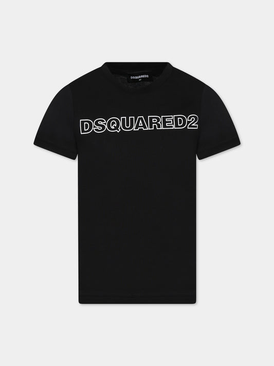 T-shirt nera per bambino con logo,Dsquared2,DQ1757 D00MV D2T948U DQ900