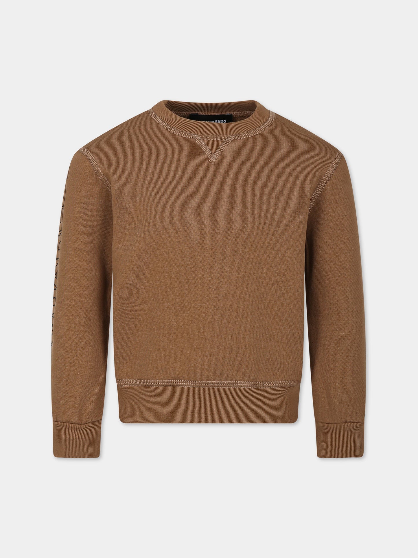 Felpa marrone per bambino con logo,Dsquared2,DQ1758 D003G D2S721U DQ769