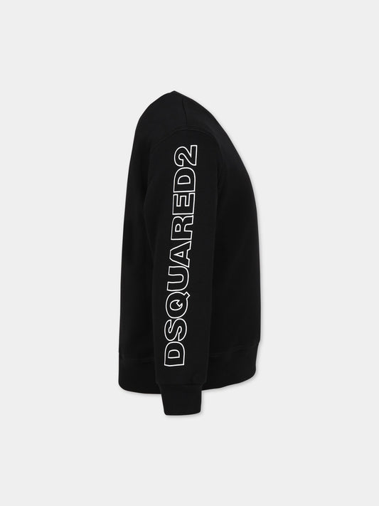 Felpa nera per bambino con logo,Dsquared2,DQ1758 D003G D2S721U DQ900