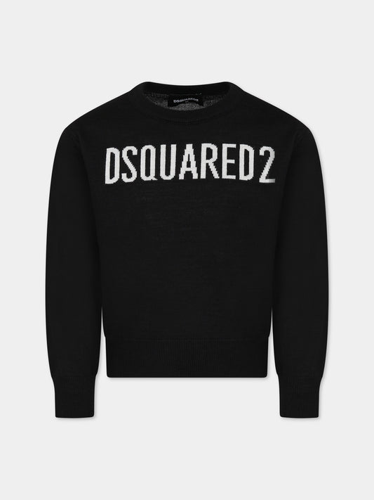 Maglione nero per bambino con logo,Dsquared2,DQ1724 D003F D2K148U DQ900