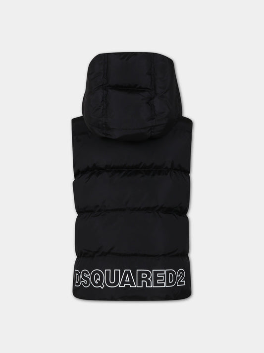 Gilet nero per bambino con logo,Dsquared2,DQ1731 D00BN D2J408U DQ900