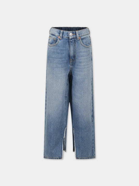 Jeans celeste per bambina con logo,Mm6 Maison Margiela,M60452 MM01L MM6P78U M601
