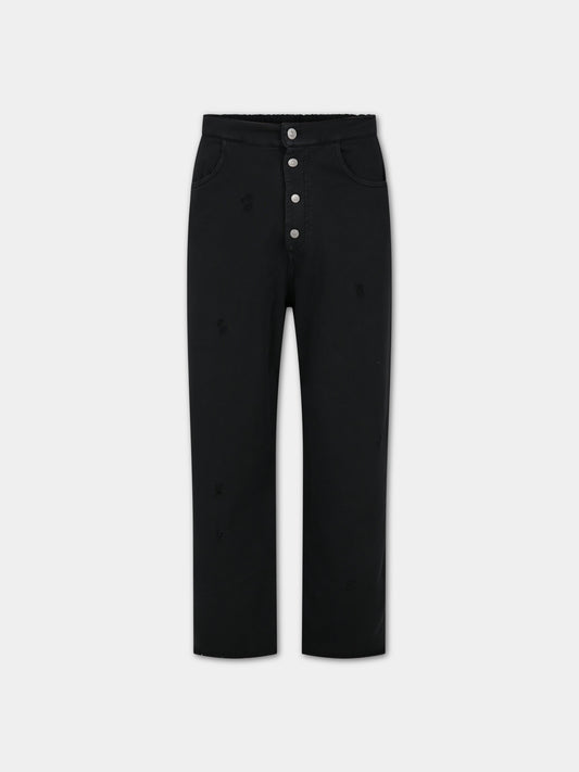 Pantaloni neri per bambina con logo,Mm6 Maison Margiela,M60447 MM01A MM6P86U M6900