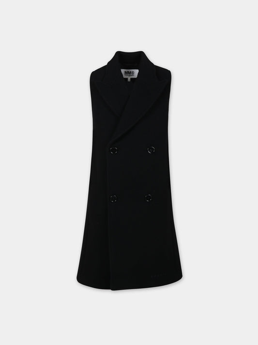 Cappotto nero per bambina con logo,Mm6 Maison Margiela,M60393 MM00W MM6J53U M6900