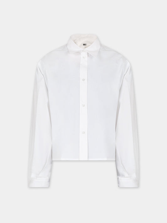Camicia bianca per bambina con logo,Mm6 Maison Margiela,M60294 MM014 MM6C11U M6100