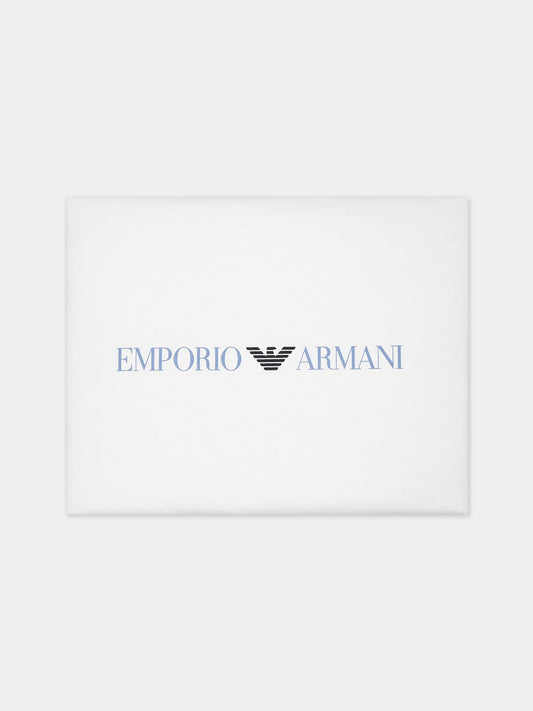 Coperta bianca per neonato con logo e aquilotto,Armani Junior,8NN840 NJ05Z F919