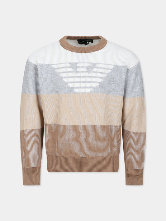 Maglione multicolor per bambino con aquilotto,Armani Junior,6R4M56 4MHDZ F149